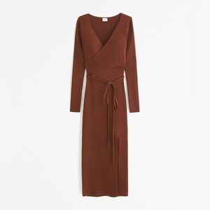 Abercrombie Long-Sleeve Wrap Midi Sweater Dress